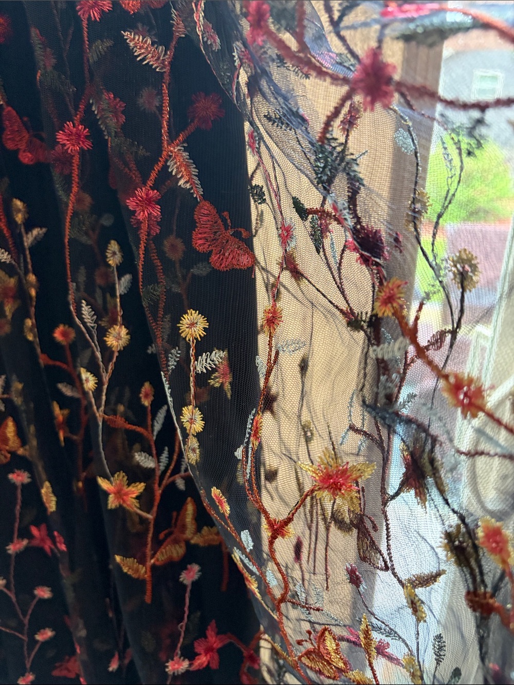 JJs House Black V-Neck Maxi Dress with Multicolor Floral Embroidery - Picture 2 of 4